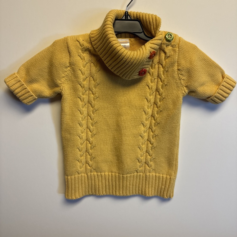 GYMBOREE Girls Yellow Cable‎ Knit Sweater w/Flower Buttons XS 3-4